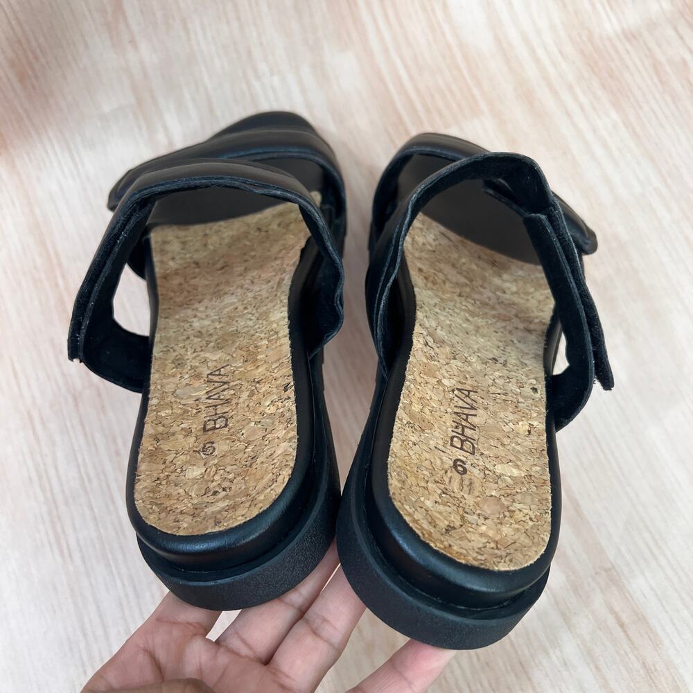 Bhava Vegan Leather Casual Sandal in Black Size 5 - Picture 7 of 10